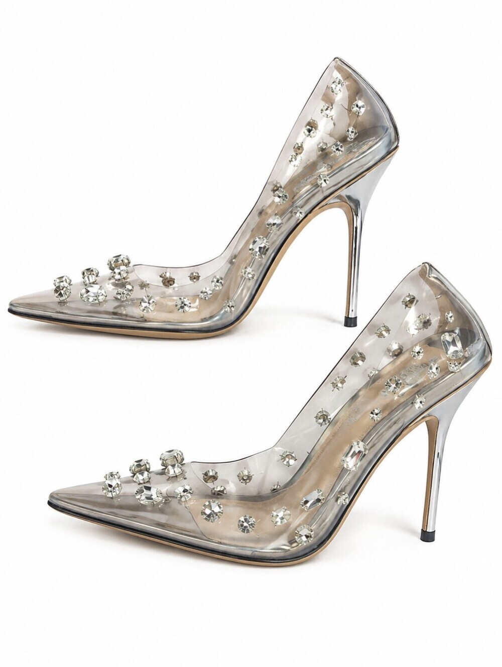 Good American Diamonds Forever Heels Clear PVC Stiletto 8.5